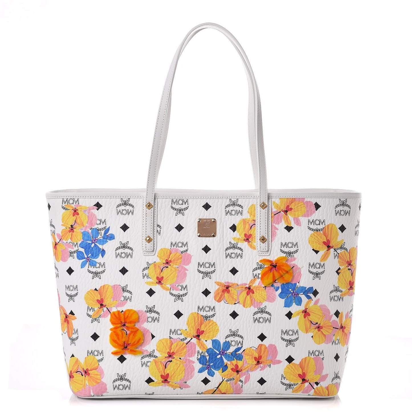 Visetos Medium Anya Essential Floral Print Shopper Tote White