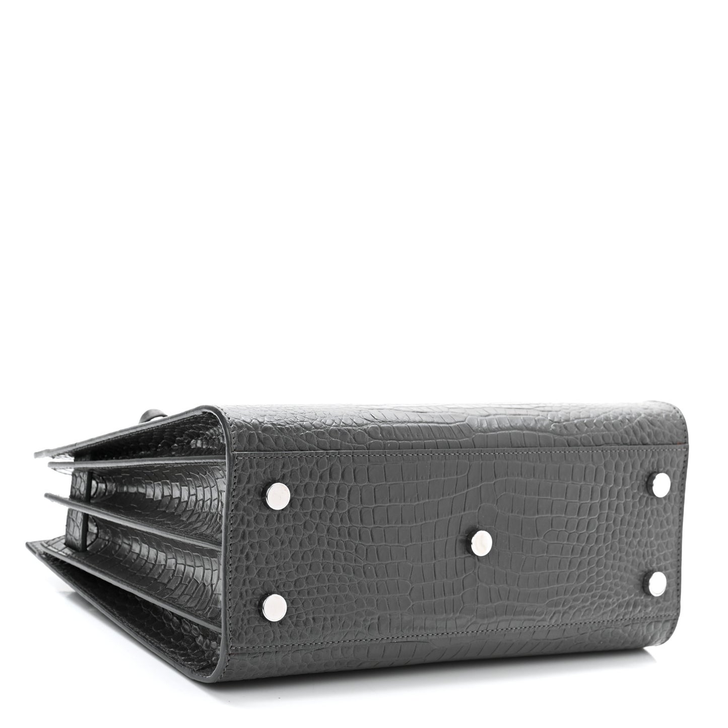 Calfskin Crocodile Embossed Baby Sac De Jour Earth