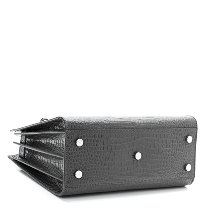 Saint Laurent Calfskin Crocodile Embossed Baby Sac De Jour Earth 4 of 11