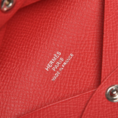 Hermes Epsom Calvi Card Case Rouge Casaque 6 of 9
