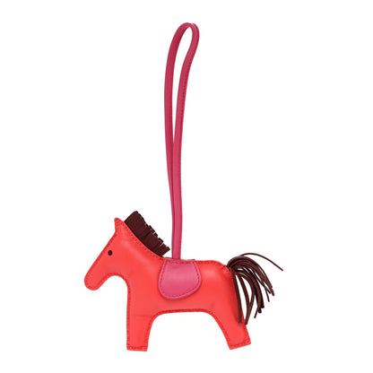 Hermes Milo Lambskin Grigri Rodeo Horse Bag Charm GM Rose Jaipur Shocking Rouge H 1 of 4