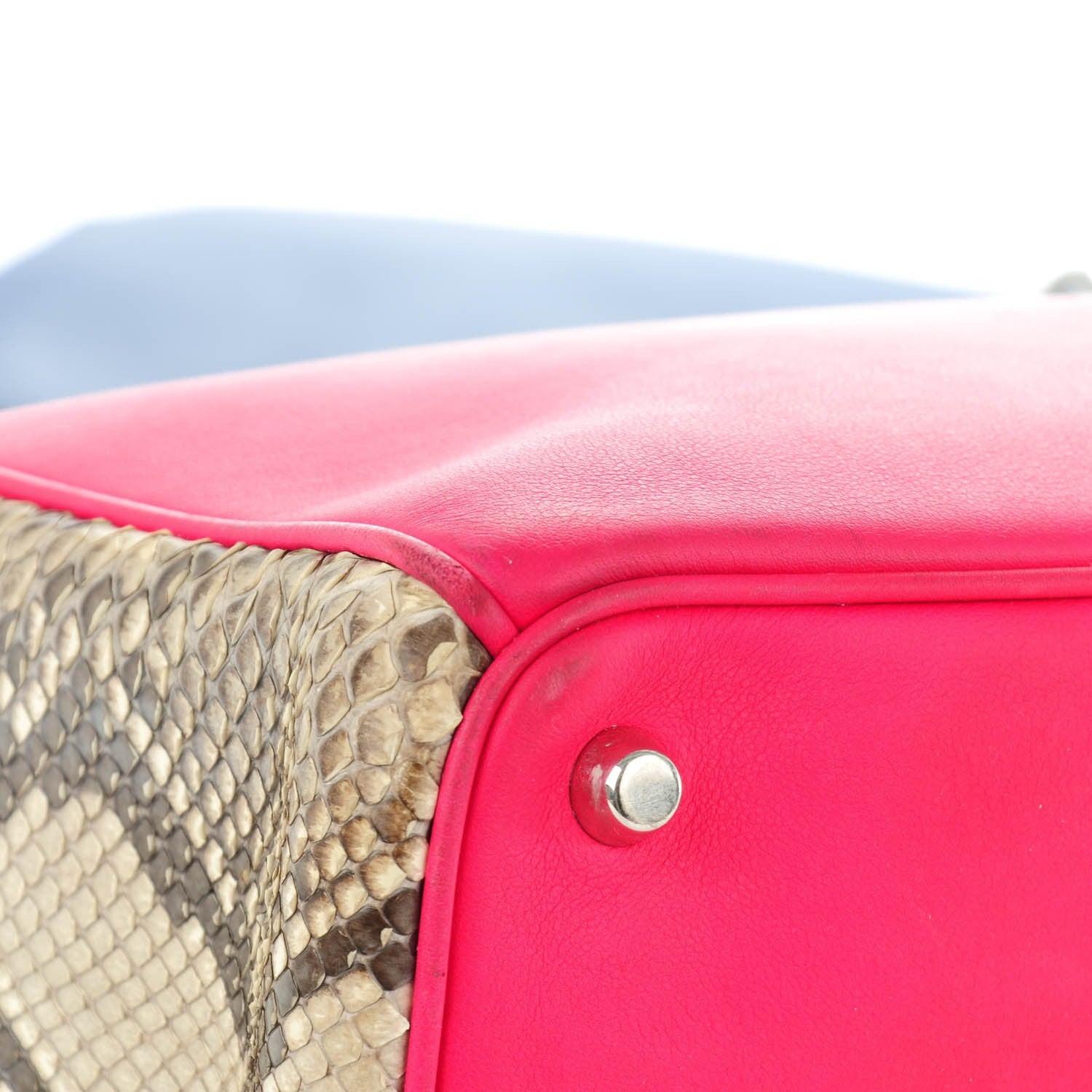 Christian Dior Calfskin Python Medium Diorissimo Fuchsia 6 of 9