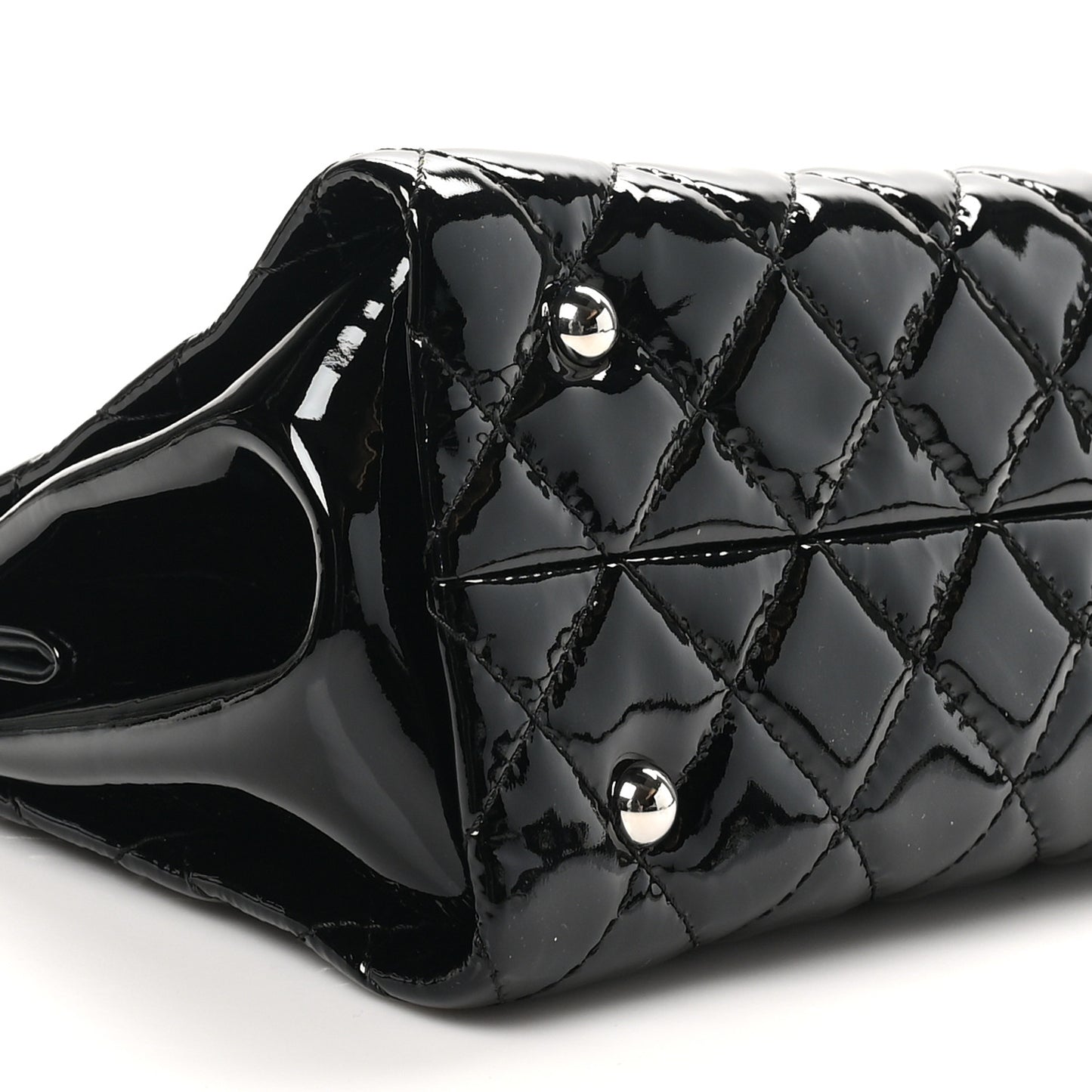 Patent Quilted Timeless CC Shopping Tote Black