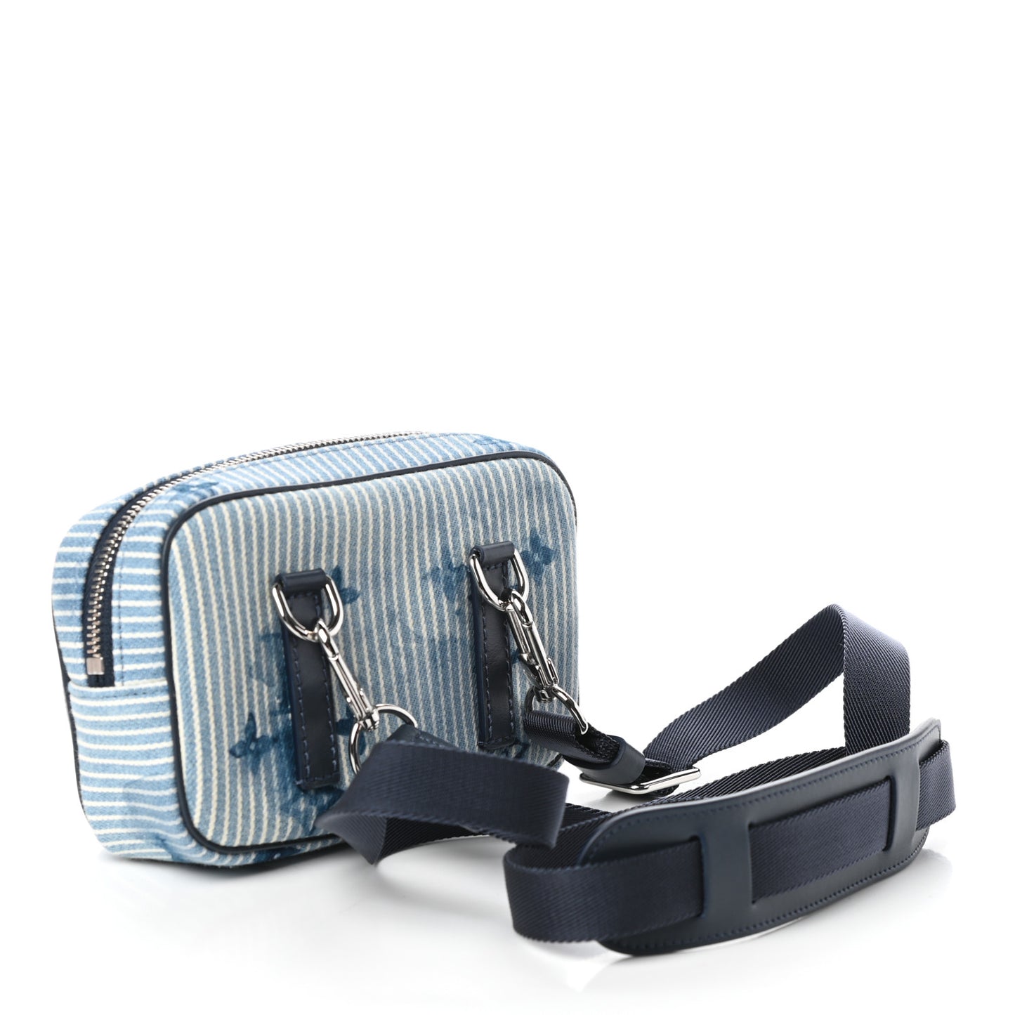 Hickory Stripes Denim Monogram Watercolor Outdoor Pouch Blue