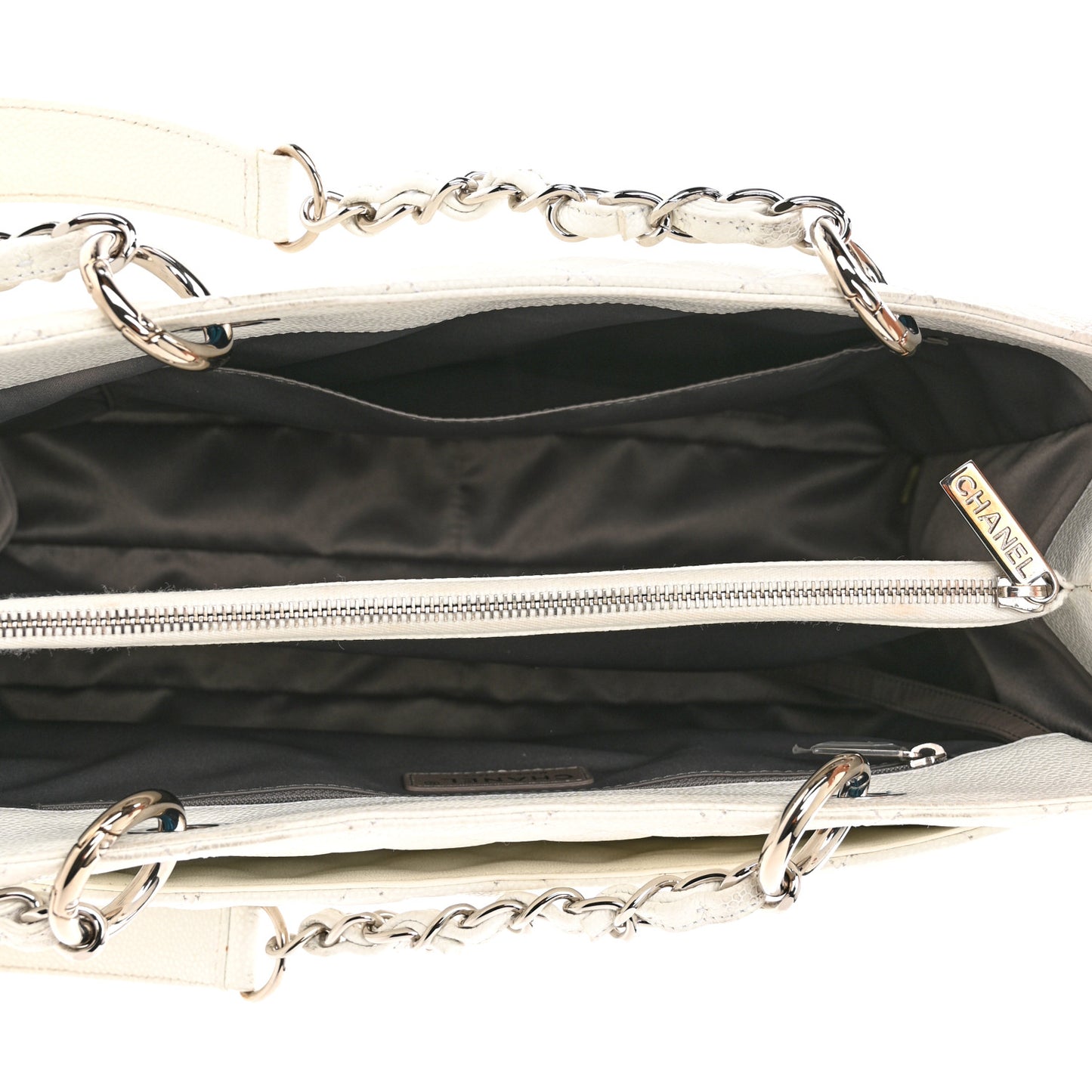 Caviar Quilted Grand Shopping Tote GST White