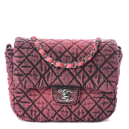 Chanel Washed Denim Quilted Small Denimpression Flap Red Black 1 of 10