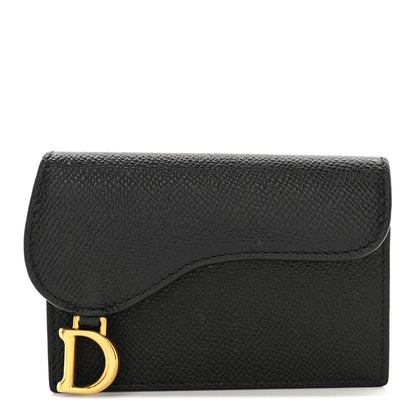 Christian Dior Grained Calfskin Saddle Card Holder Black 1 of 7
