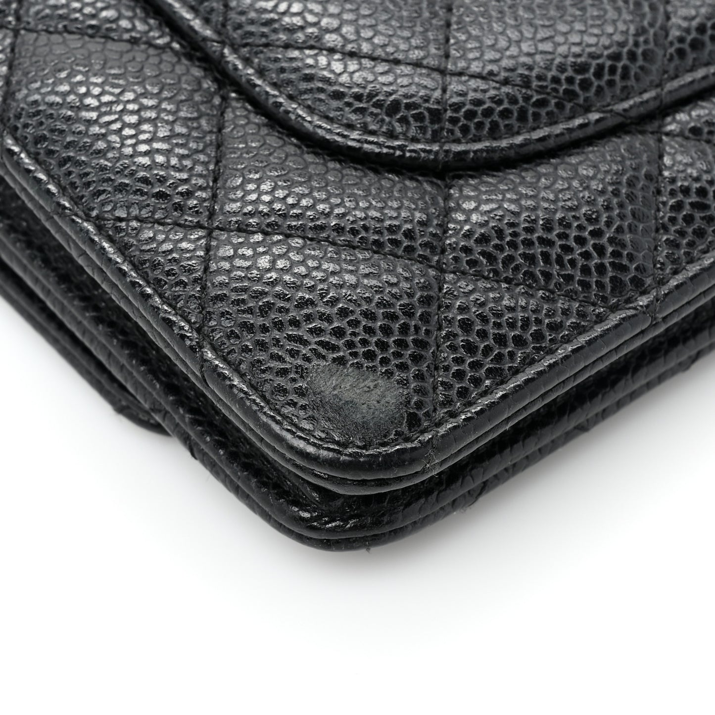 Caviar Quilted Wallet on Chain WOC Black