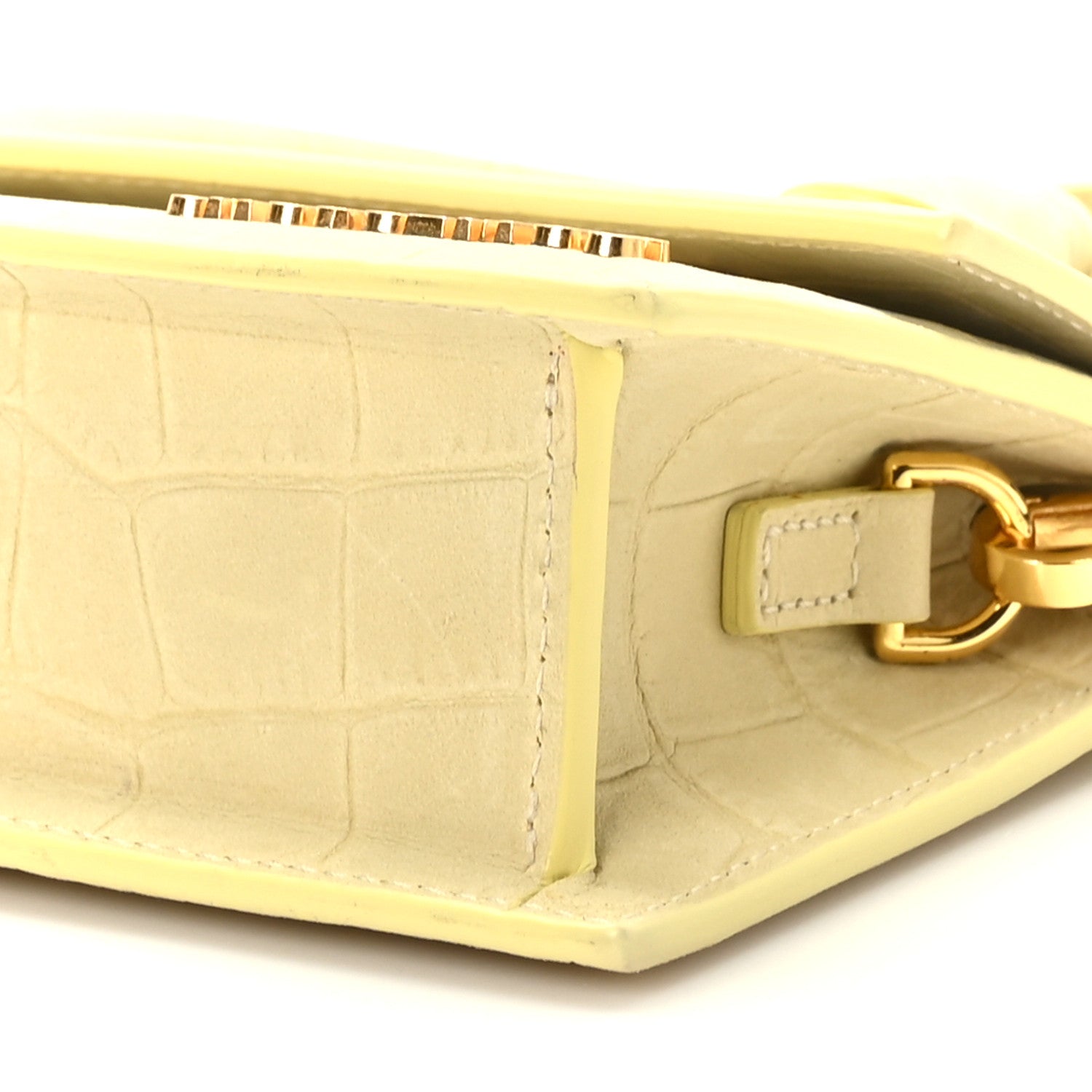 Jacquemus Calfskin Crocodile Embossed Le Chiquito Long Pale Yellow 8 of 8