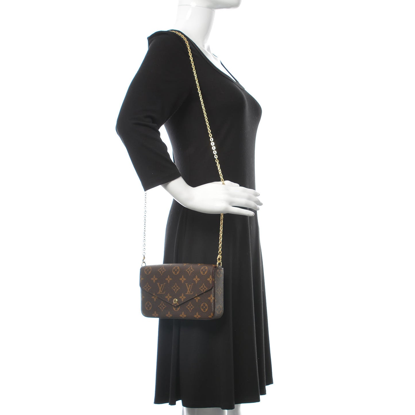 Monogram Pochette Felicie Chain Wallet Fuchsia