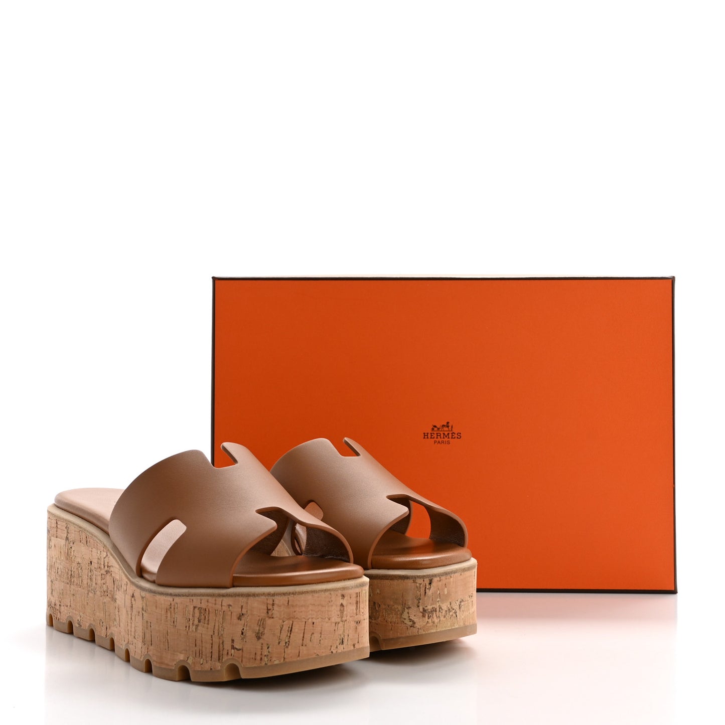 Calfskin Cork Eze 30 Sandals 37 Marron Glaise