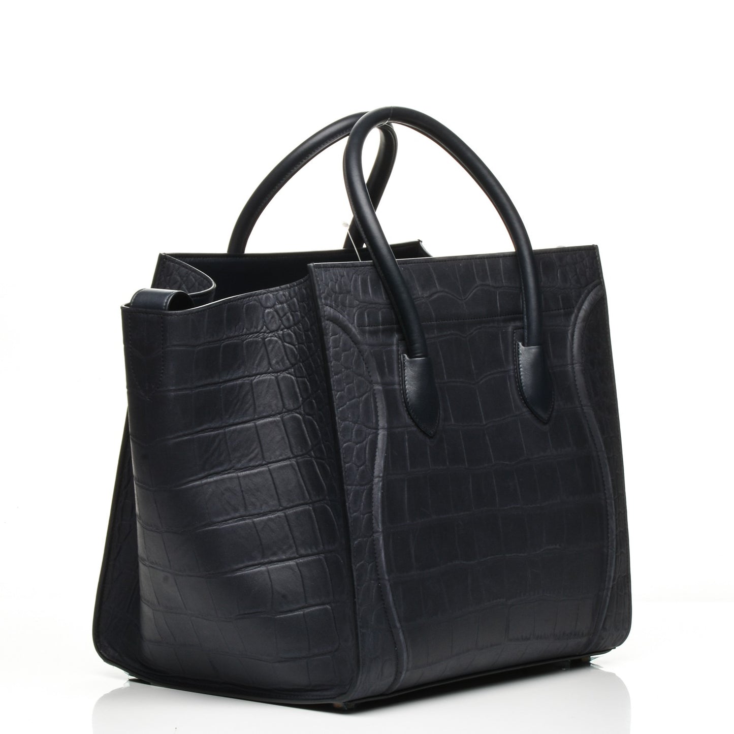 Crocodile Embossed Nubuck Medium Phantom Luggage Navy Blue