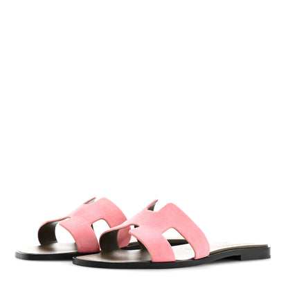 Hermes Suede Goatskin Oran Sandals 37 Rose Du Desert 4 of 9