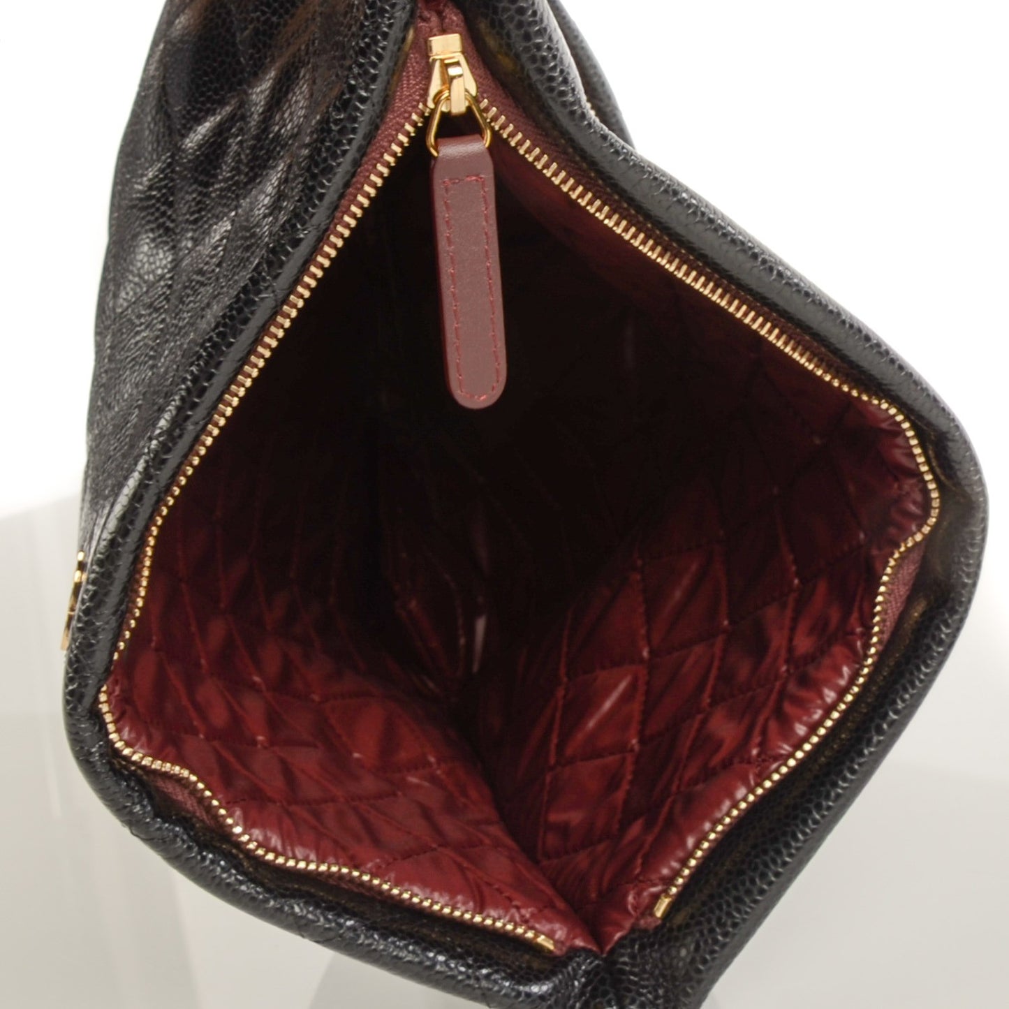 Caviar Quilted CC Beauty Clutch Black