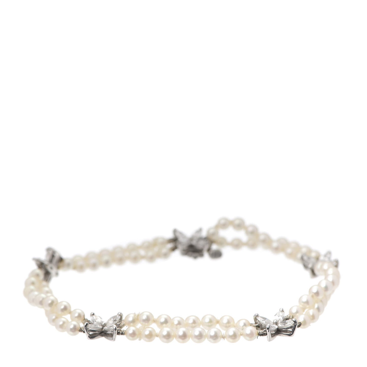 Platinum Diamond Pearl Victoria Two-row Bracelet