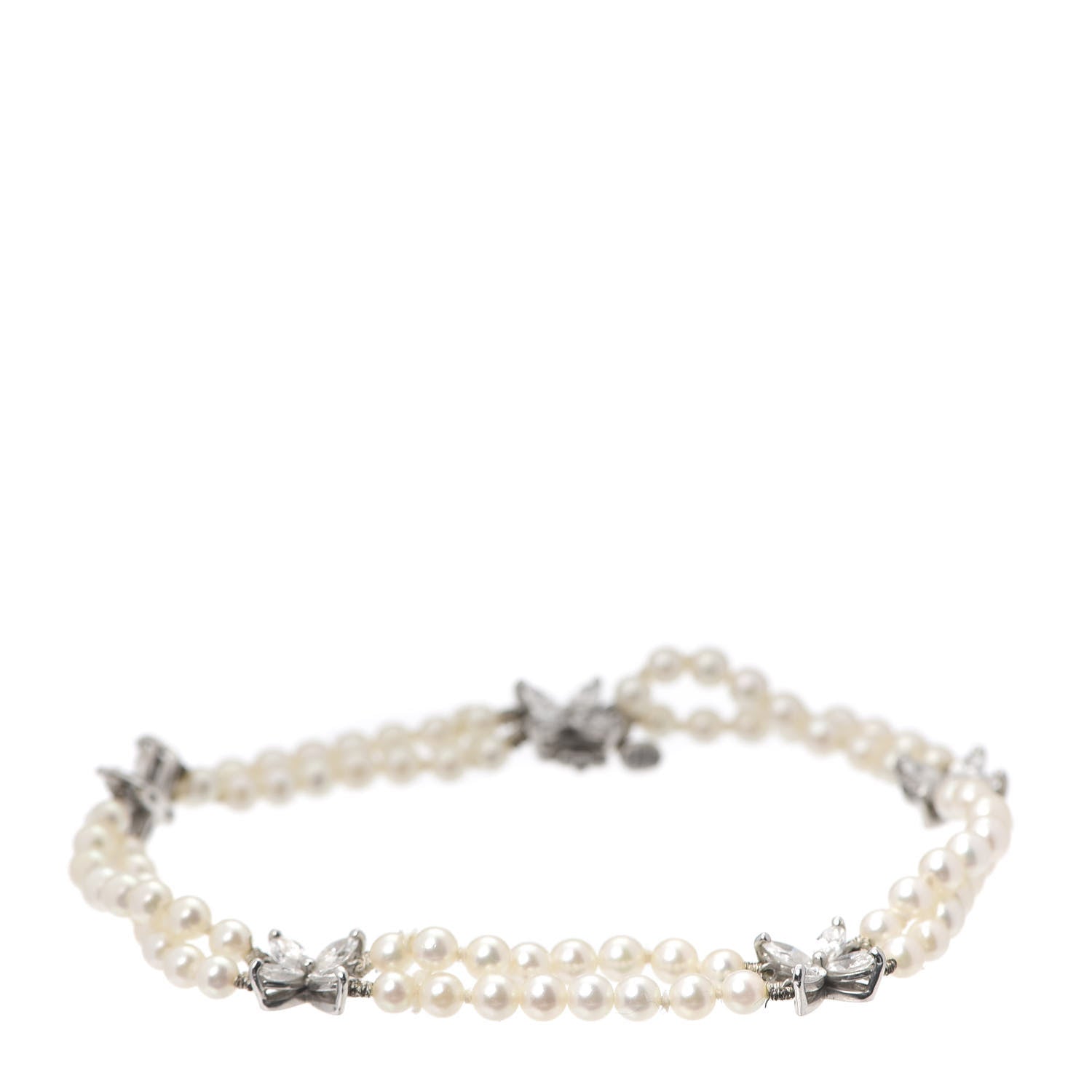 Tiffany Platinum Diamond Pearl Victoria Two-row Bracelet 1 of 7