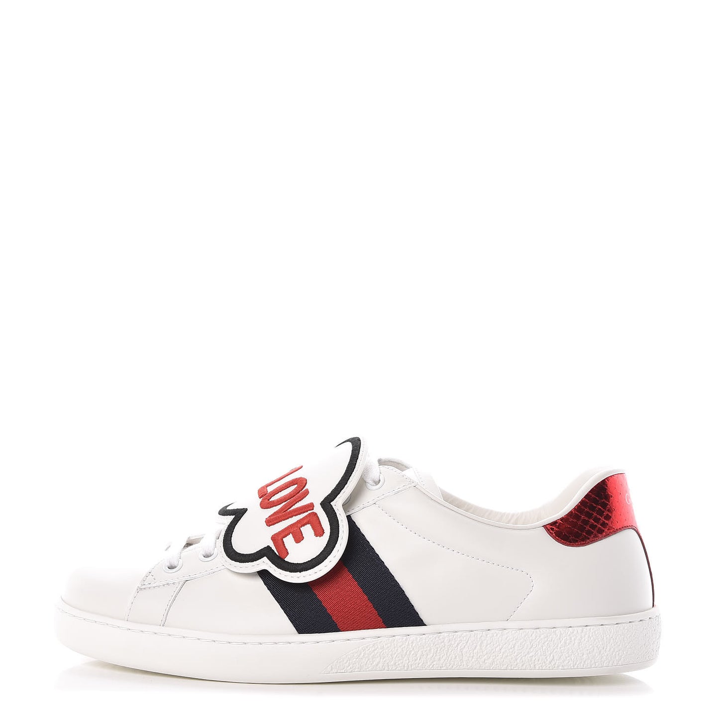 Calfskin Ayers Web Blind for Love Embroidered Mens Ace Sneakers 8.5 White