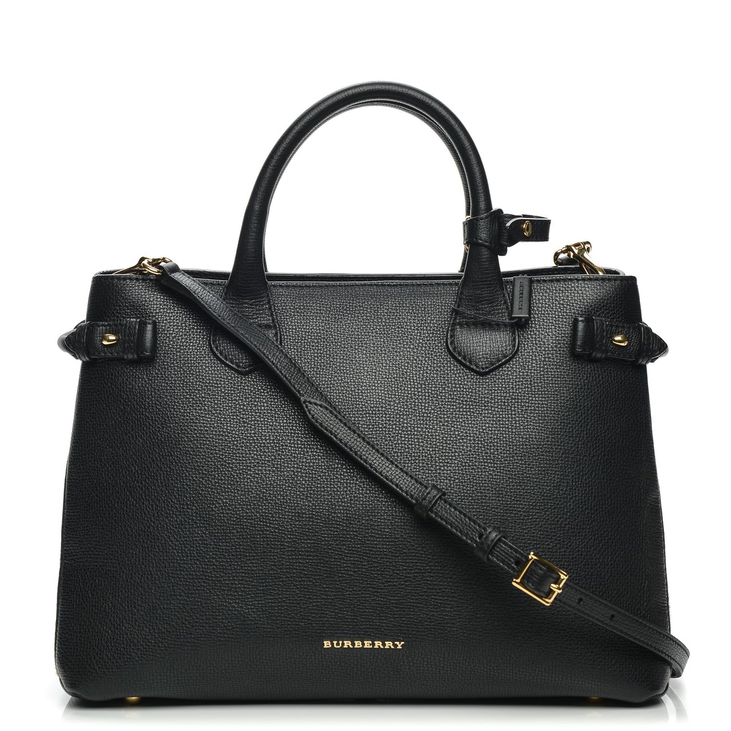 Grainy Calfskin Leopard Print Medium Banner Tote Black