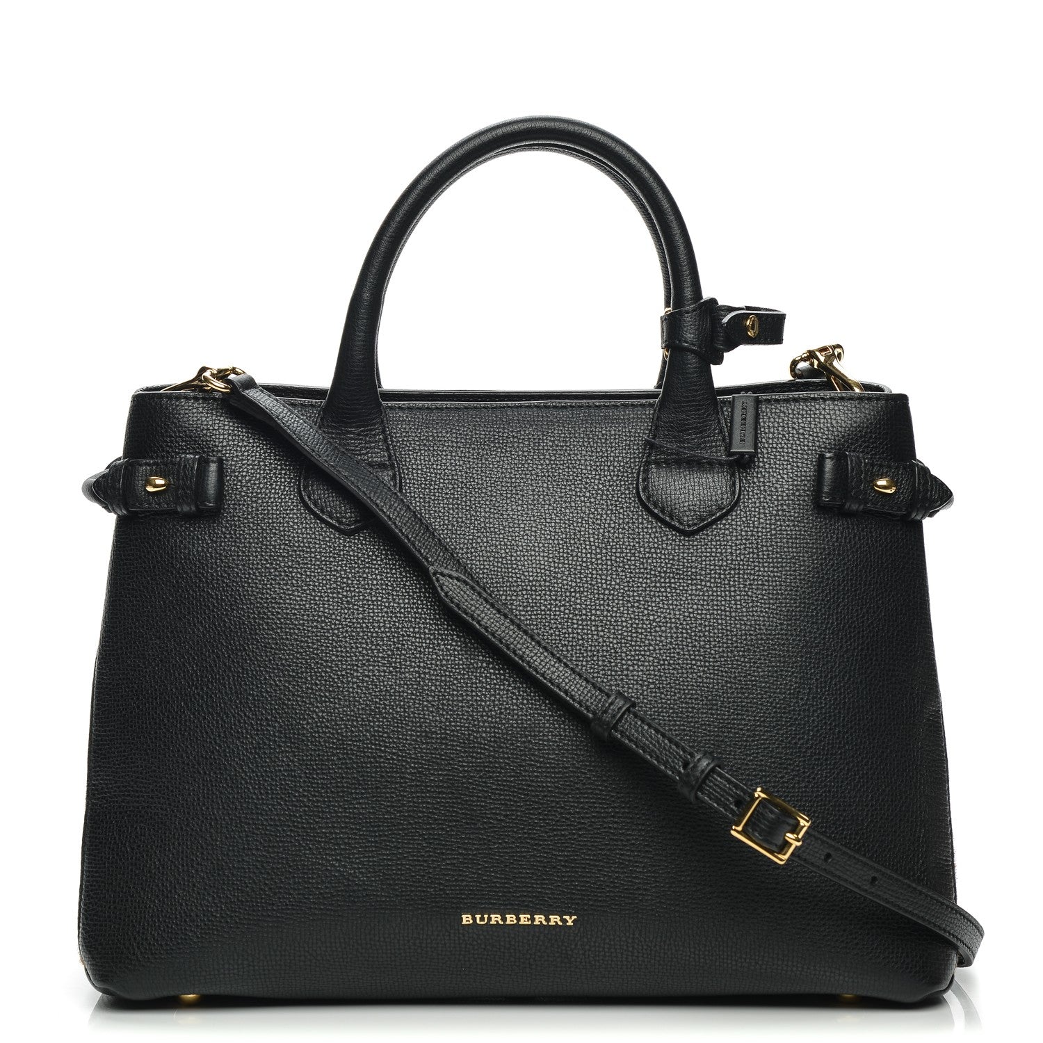 Burberry Grainy Calfskin Leopard Print Medium Banner Tote Black 1 of 8
