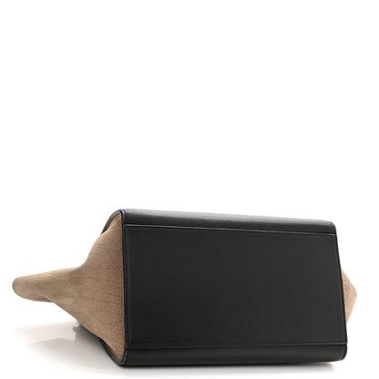 Celine Soft Grained Calfskin Nubuck Small Tri-Color Trapeze Black Blue Tan 4 of 17