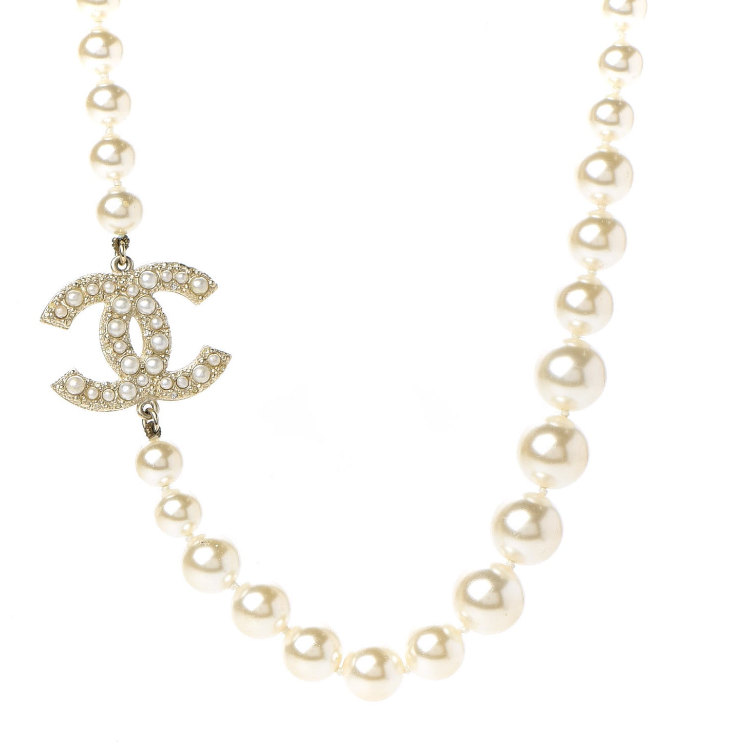 Graduated Pearl CC Short Necklace Gold