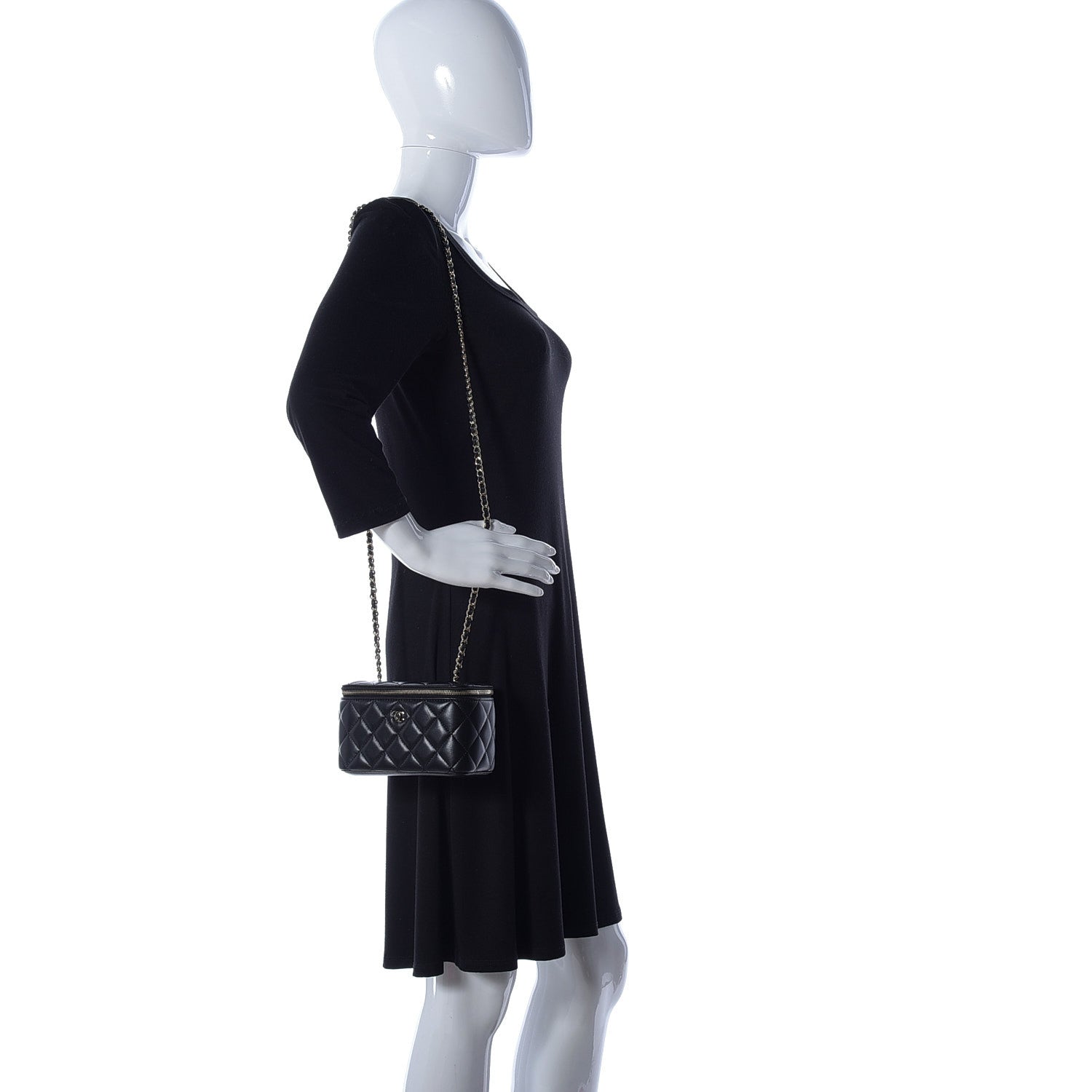 Chanel Lambskin Quilted Small Vanity Case With Chain Black 2 of 9