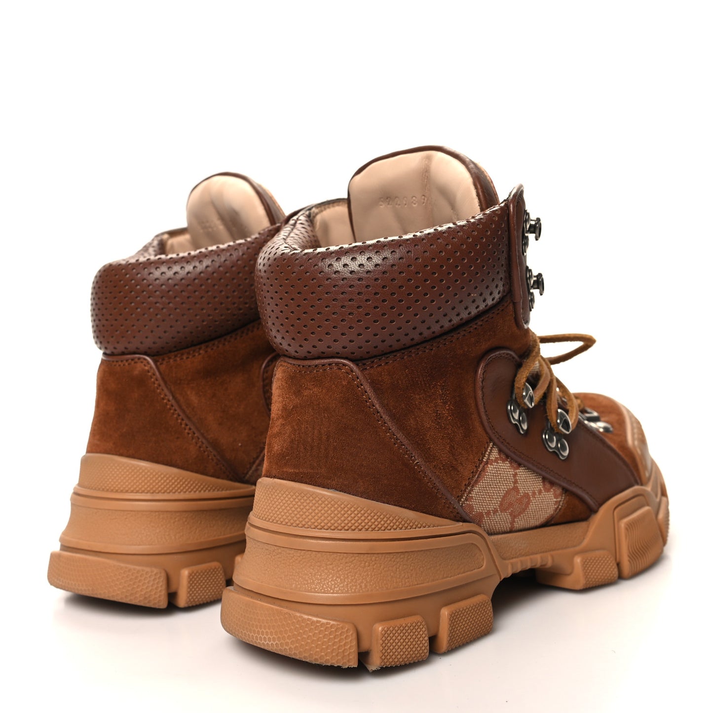 X SEGA Suede Calfskin GG Monogram Womens Flashtrek High-Top Sneakers 36 New Cuir Beige Ruggine