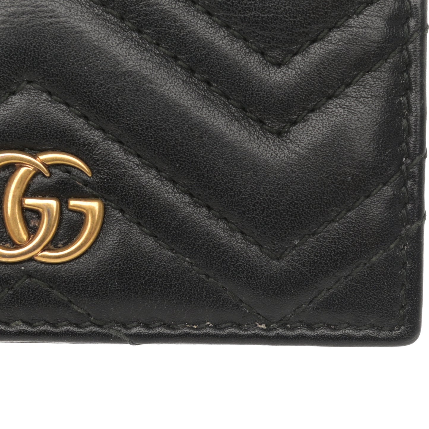 Calfskin Matelasse GG Marmont Card Case Wallet Black