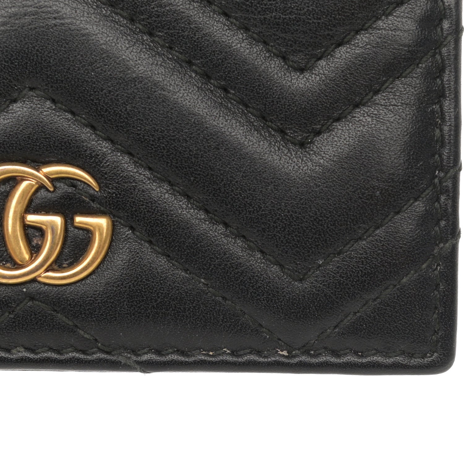 Gucci Calfskin Matelasse GG Marmont Card Case Wallet Black 9 of 10