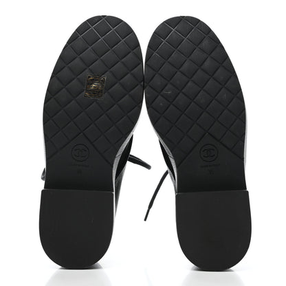 Chanel Goatskin Pearl Lace Up CC Short Boots 38 Black 5 of 8