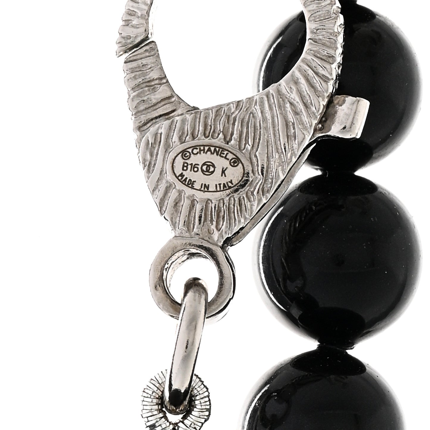 Pearl Crystal CC Camellia Necklace Ruthenium Black