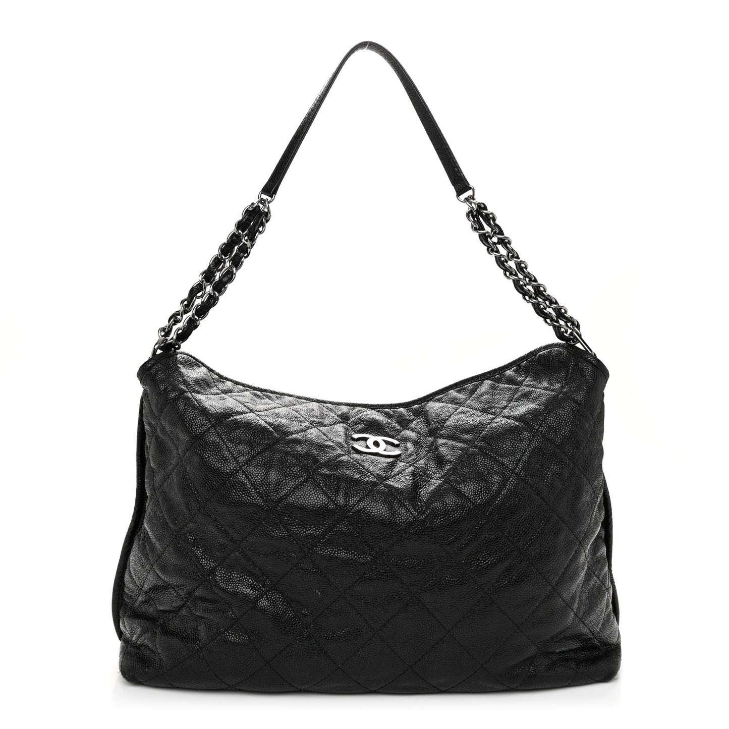 Caviar Quilted French Riviera Shouler Bag Black