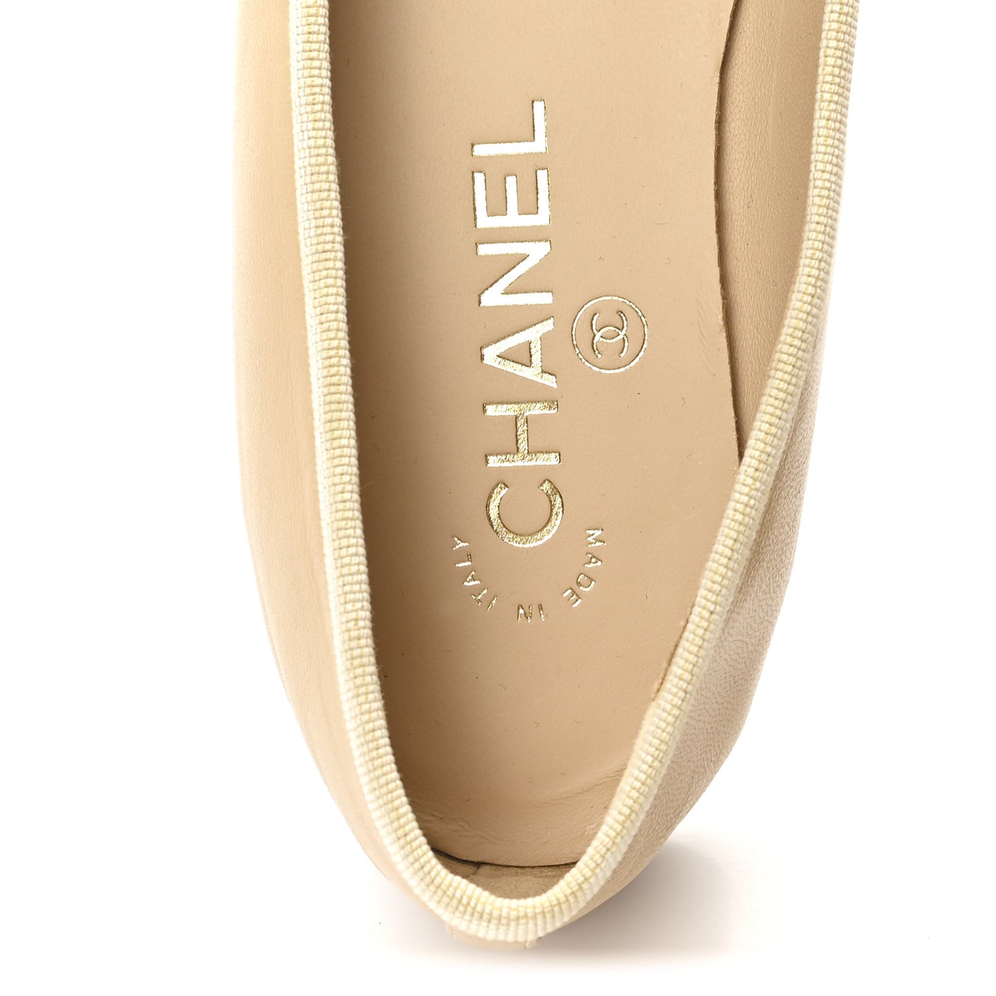 Lambskin Cap Toe CC Ballerina Flats 37.5 Beige Black