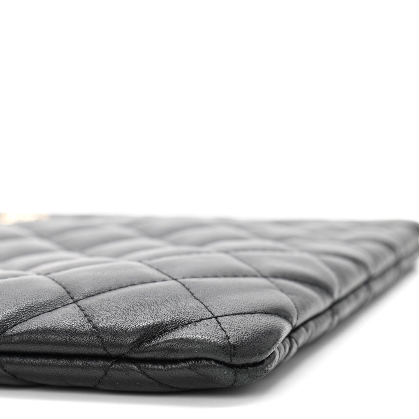 Lambskin Quilted Medium Cosmetic Case Black