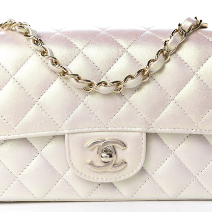 Chanel Iridescent Lambskin Quilted Mini Rectangular Flap Ivory 10 of 11