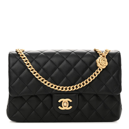 Chanel Lambskin Quilted Small Sweet Camellia Flap Black 1 of 11