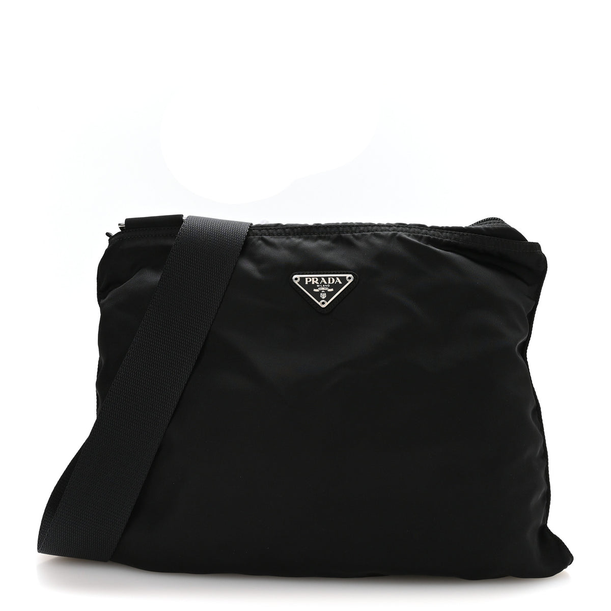 Prada Nylon Vela Flat Messenger Bag Black 1 of 11