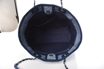 Chanel Woven Straw Raffia Small Deauville Tote Blue 8 of 8