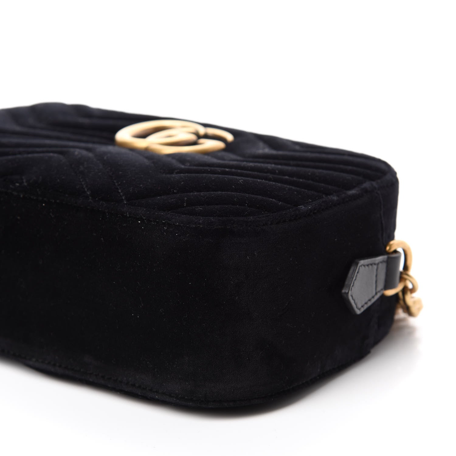 Gucci Velvet Matelasse Small GG Marmont Chain Shoulder Bag Black 7 of 10