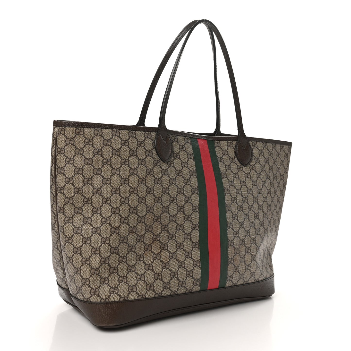 GG Supreme Monogram Textured Dollar Calfskin Web Large Ophidia Tote Beige Ebony New Acero