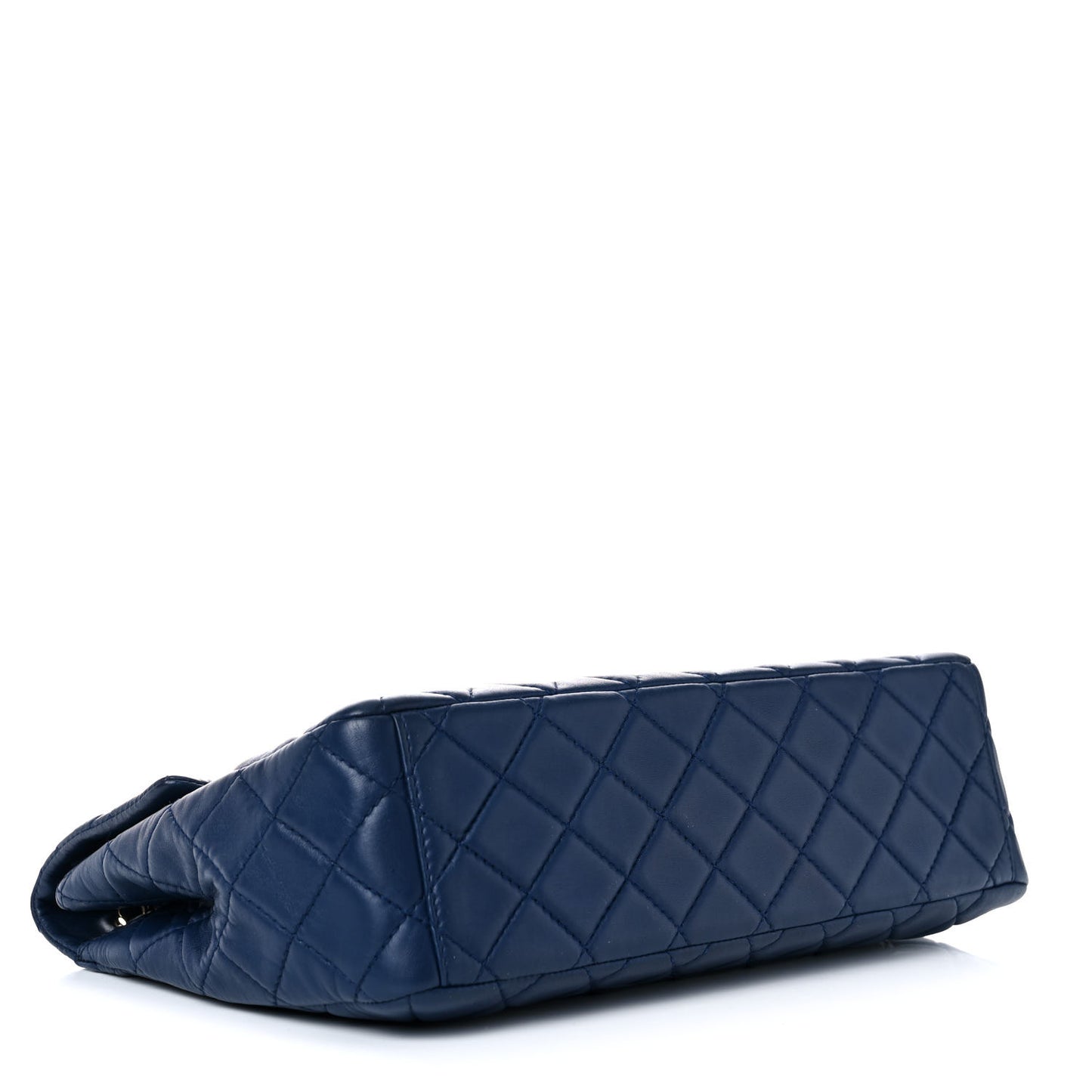 Lambskin Quilted Maxi Single Flap Dark Blue