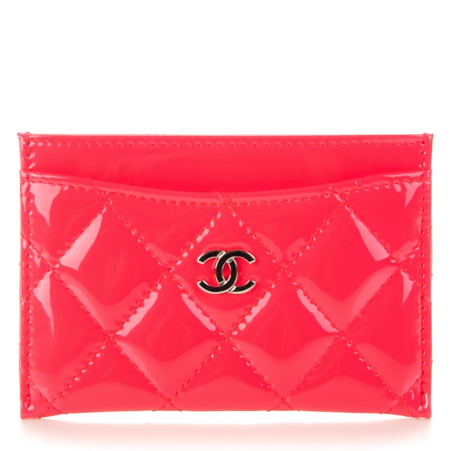 Chanel Patent Calfskin Quilted Card Holder Coral 1 of 8