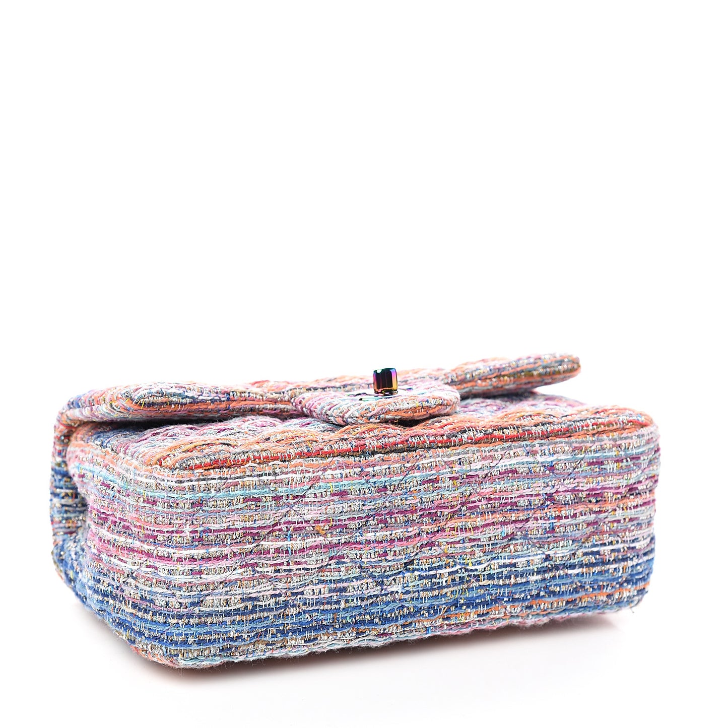Tweed Quilted Mini Rectangular Flap Blue Pink Orange
