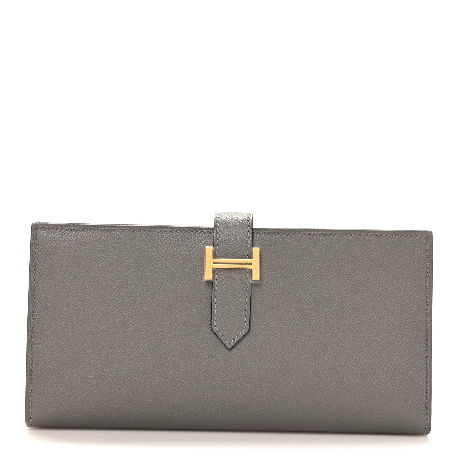 Hermes Grained Monsieur Bearn Gusset Wallet Gris Meyer 8 of 9