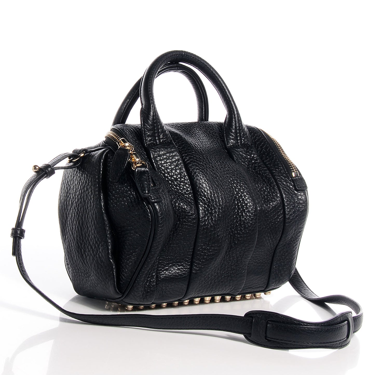 Pebbled Leather Rockie Black w Pale Gold Hardware