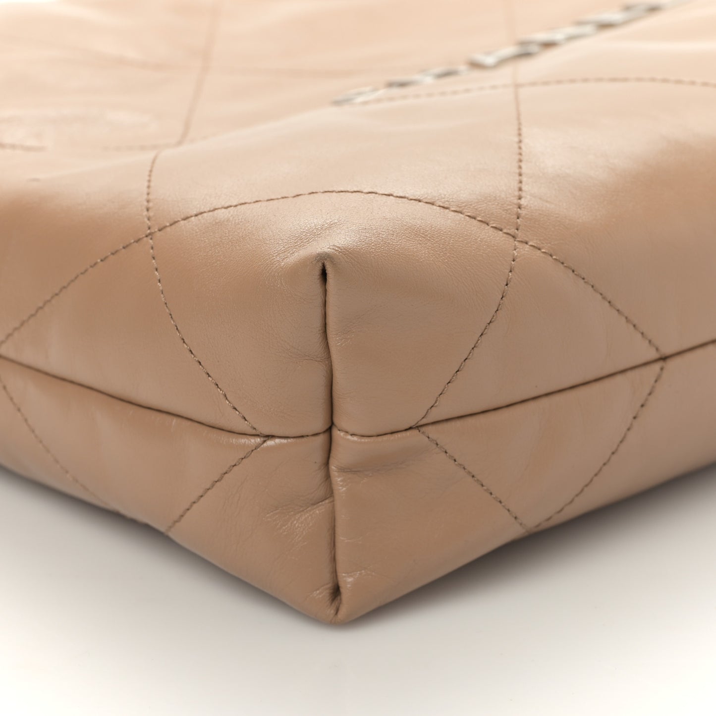 Shiny Calfskin Quilted Small Chanel 22 Beige