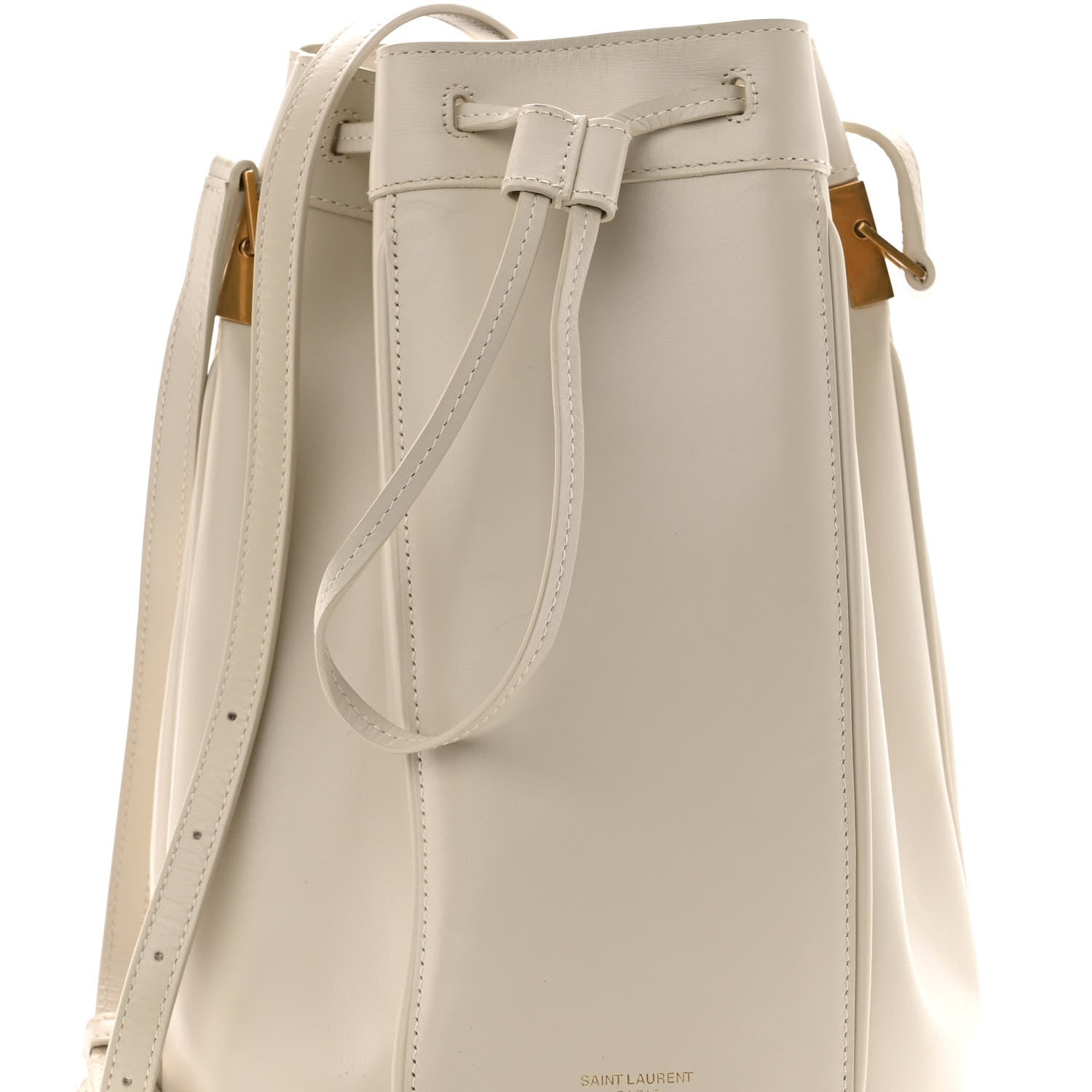 Saint Laurent Smooth Calfskin Medium Talitha Bucket Bag Vintage White 7 of 11