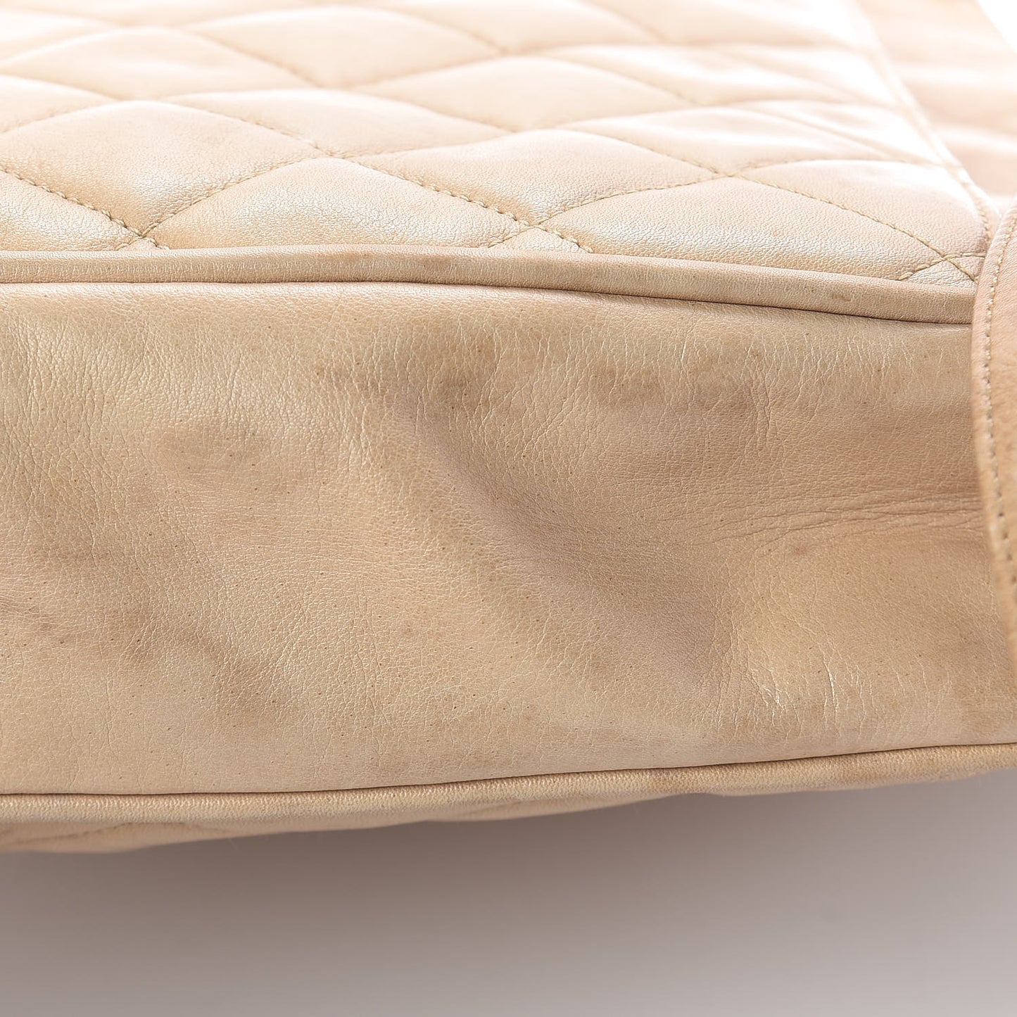 Lambskin Quilted Shopping Tote Beige