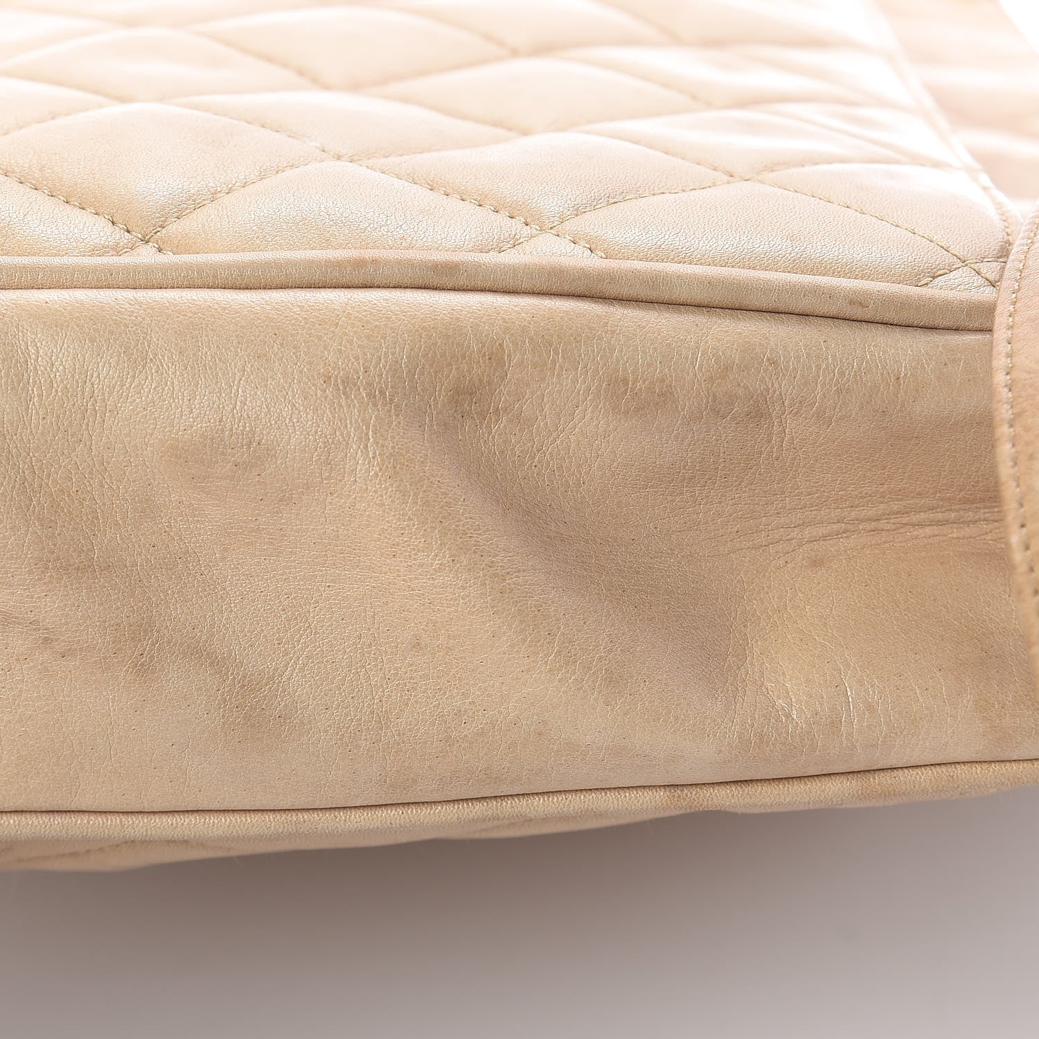 Chanel Lambskin Quilted Shopping Tote Beige 16 of 17