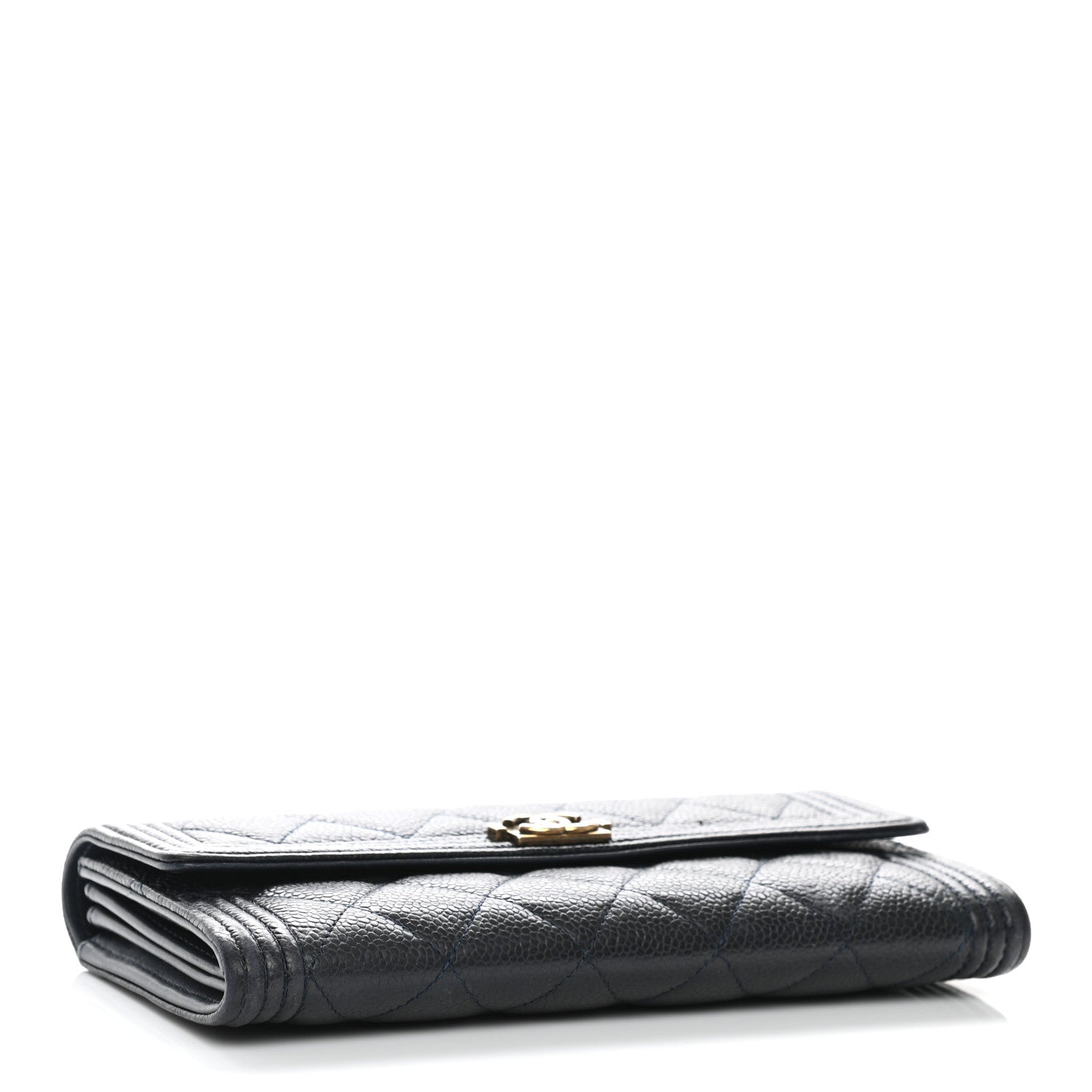 Chanel Caviar Quilted Large Boy Gusset Flap Wallet Blue 4 of 9